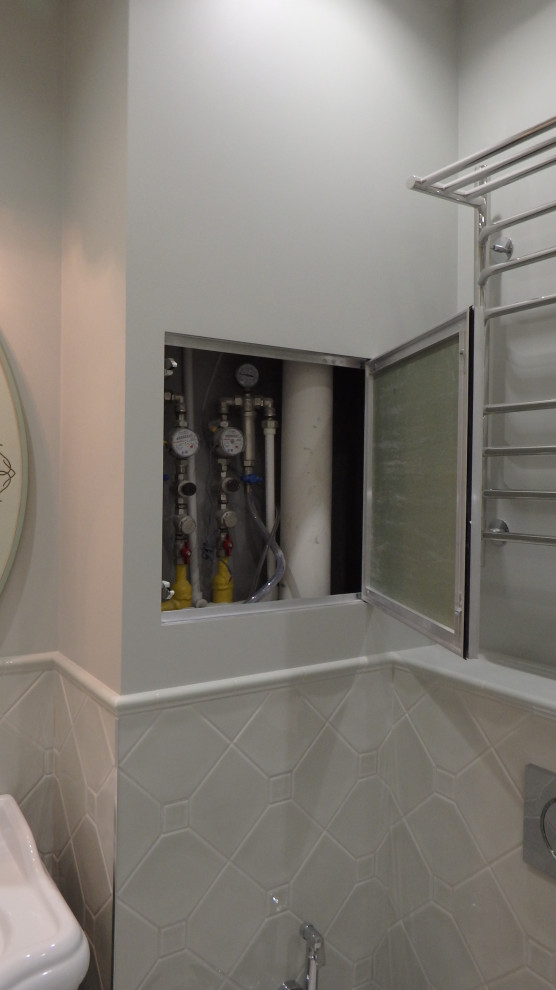 ЖК Вивальди - новый санузел в квартире-студии в новостройке с душевым углом