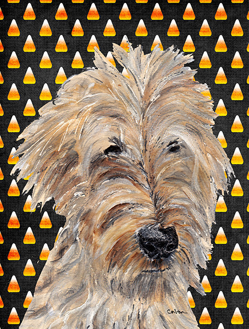 Goldendoodle Halloween Candy Corn Flag Contemporary Flags And