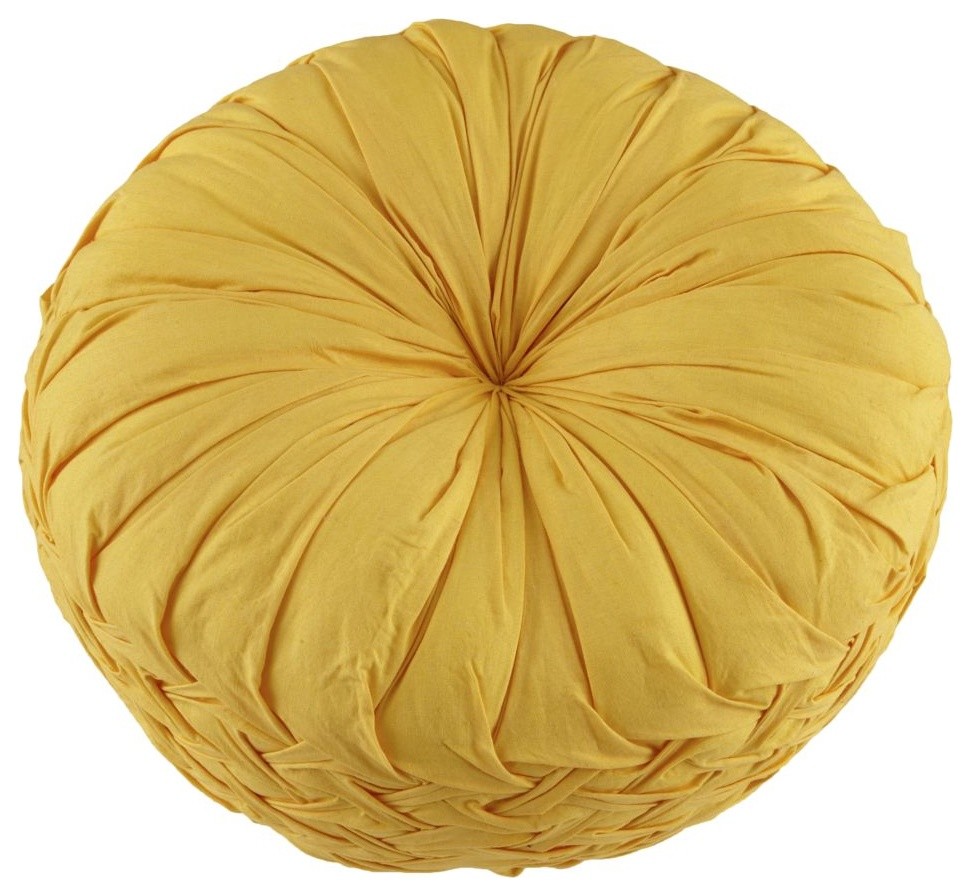 Ruched Throw Pillow (Yellow)