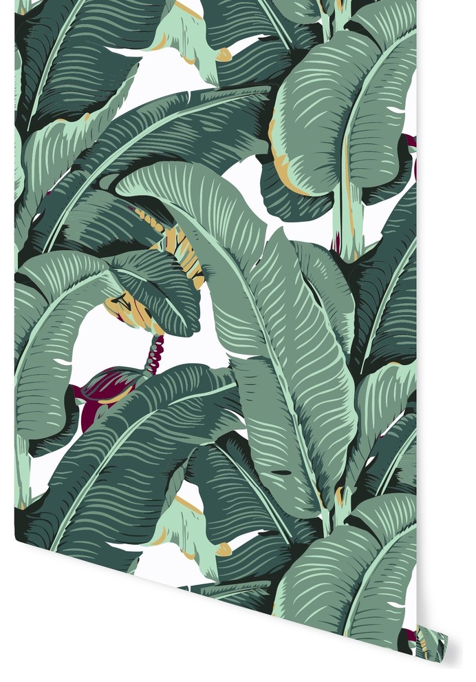 Banana Leaf Removable Wallpaper Tropical Wallpaper By Accent Wall Customs Houzz