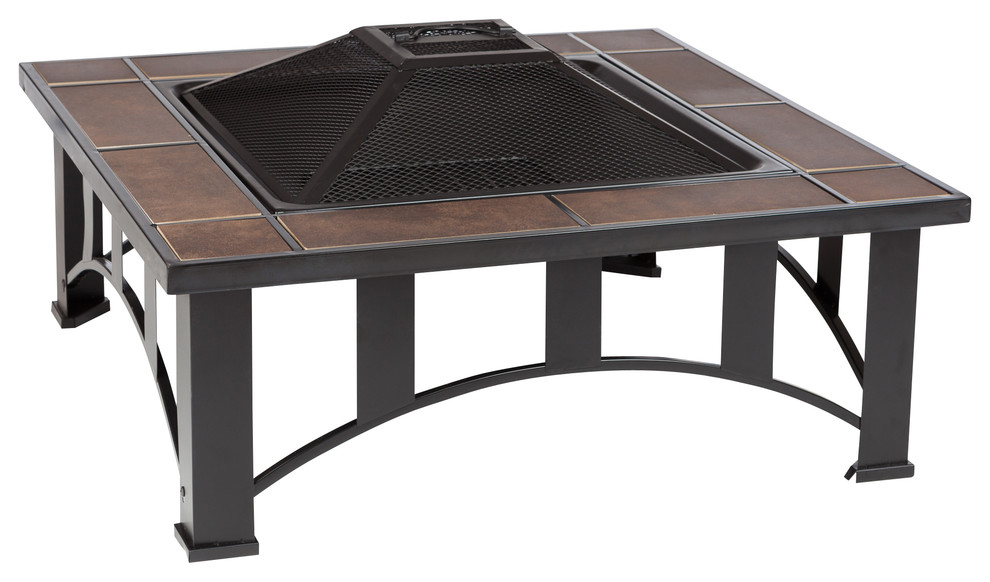 Tuscan Tile Mission Style Square Fire Pit Transitional Fire