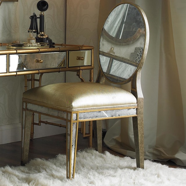 Mirror Back Golden Side Chair