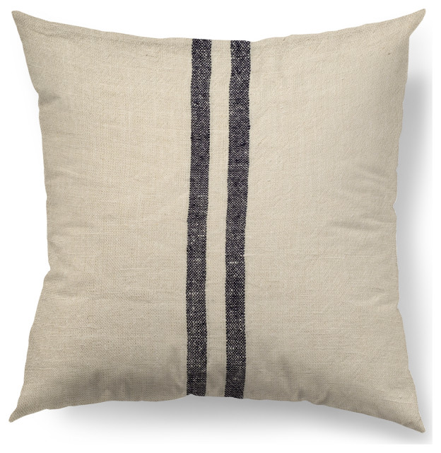Sandra 18 x 18 Beige w/ Gray Stripes Decorative Pillow Cover