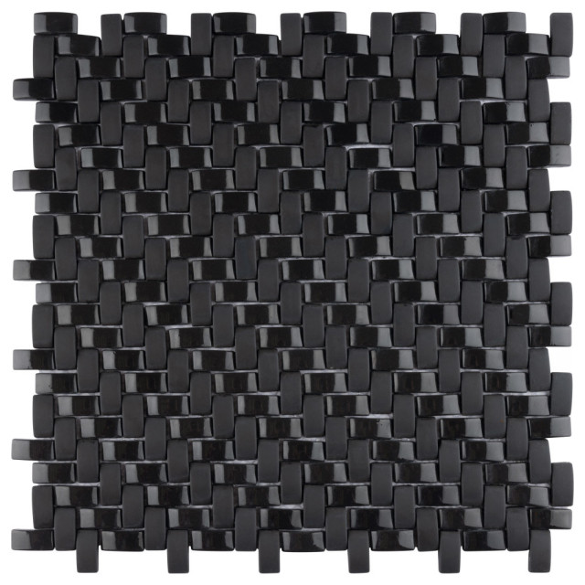 Expressions Weave Black Glass Floor and Wall Tile