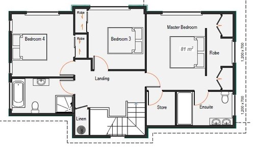 Looking for help on bedrooms layout - The view is really good out the front and gets the most sun which is why we  originally have all the bedrooms all along that one wall (top side on  drawing).