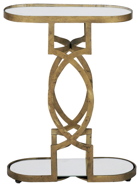 Gabby Natasha Brass Mirrored Accent Table Transitional Side Gabby Natasha Brass Mirrored Accent Table
