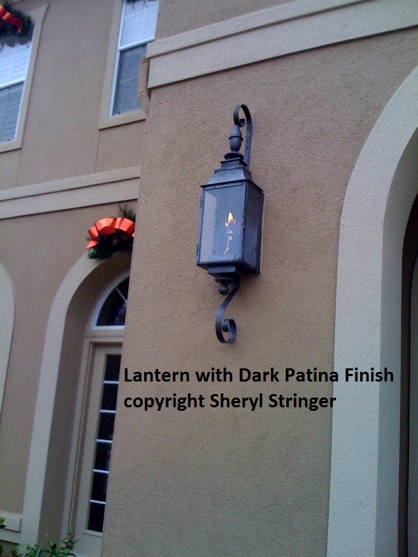 Sheryl's Grande Gas Lantern with Dark Patina Finish