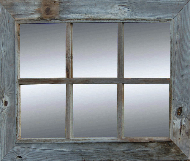Rustic 6 Pane Reclaimed Barn Wood Mirror Wall Mirrors Rustic 6 Pane Reclaimed Barn Wood Mirror