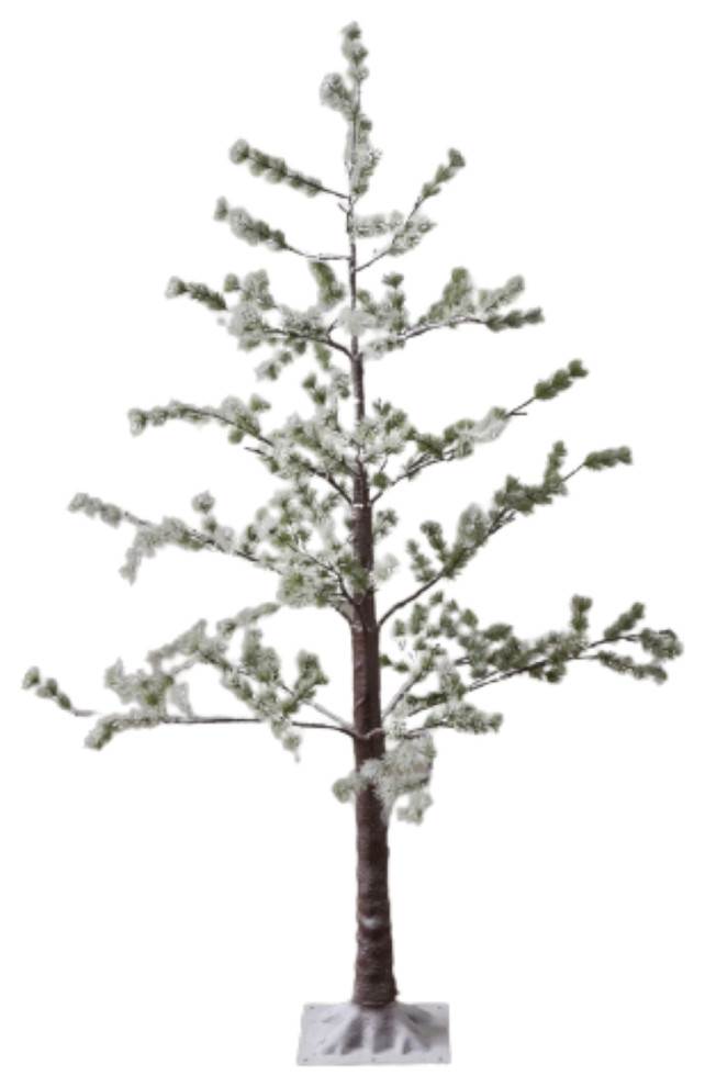 Plow & Hearth Lighted Snowy Pine Tree with 90 Lights, 5'H Modern