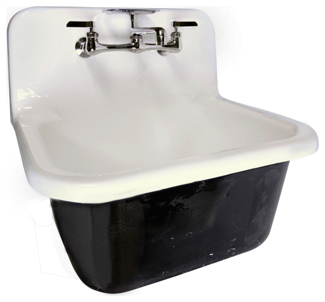 Cast Iron WallMount Utility Sink Set With Drain and Faucet Contemporary Utility Sinks by