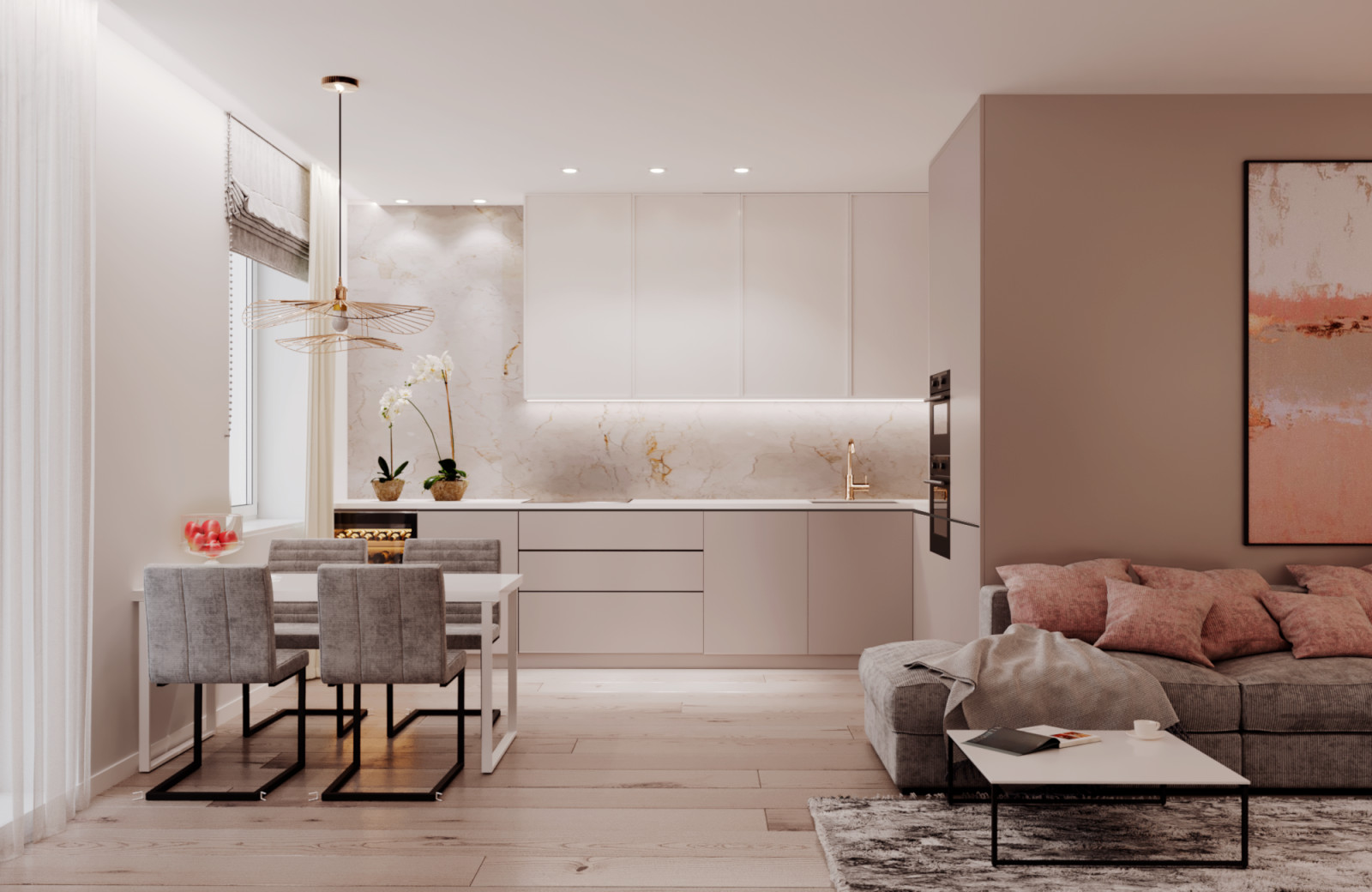 Квартира в мягких оттенках минимализма