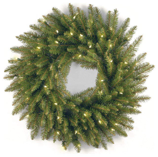 National Tree Company 24" Dunhill Fir Wreath With 50 Clear Lights-UL