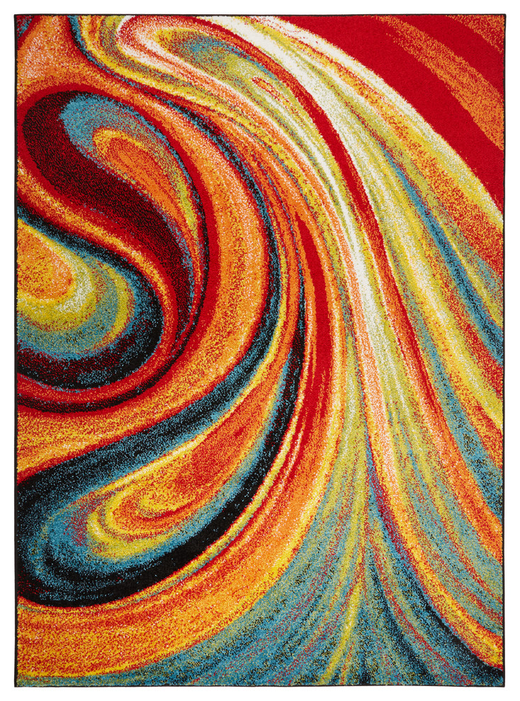 Home Dynamix Splash Adja Area Rug Abstract Multi, 5'2" Round