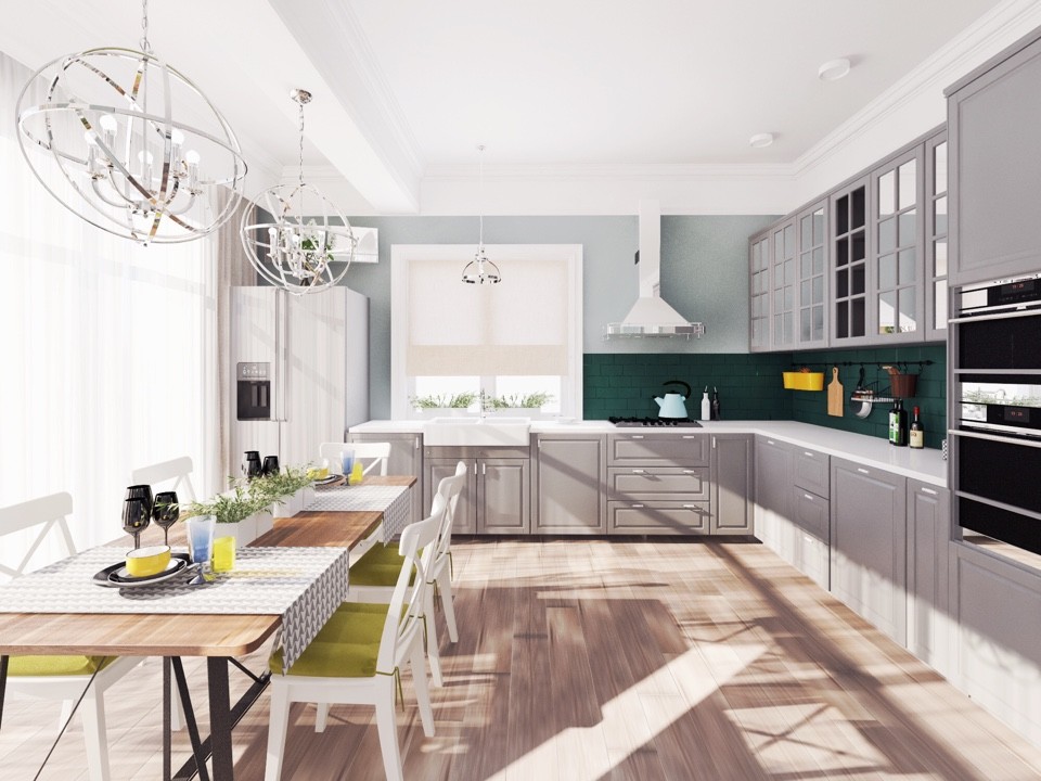 Дизайн гостиной и ванной комнаты в коттедже (Тополиная роща)