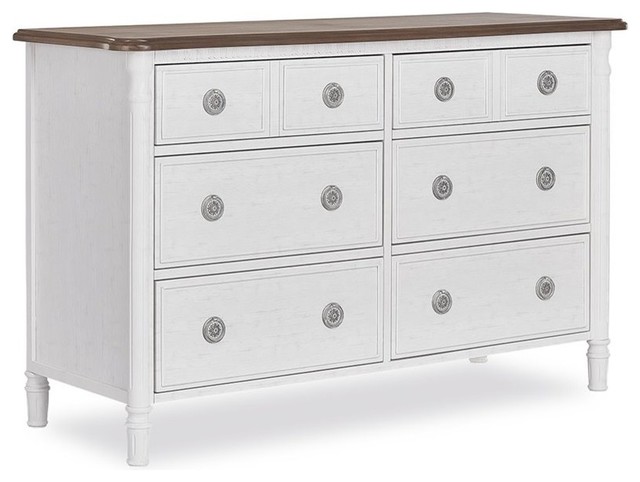 Evolur Julienne 6 Drawer Double Baby Dresser Toffee And Brush
