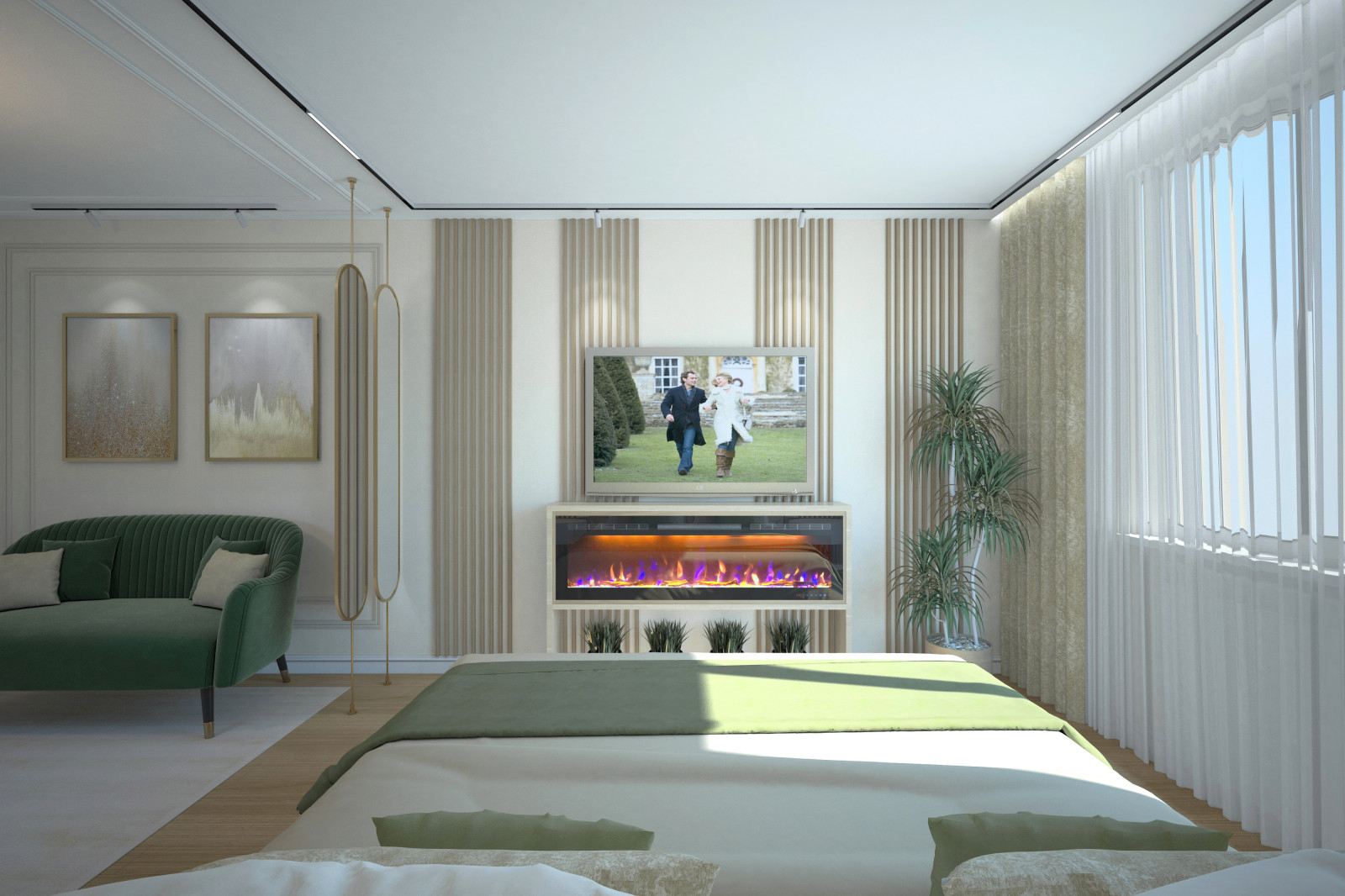 Спальня. Квартира в многоэтажном доме 160м2. 2 Варианта.