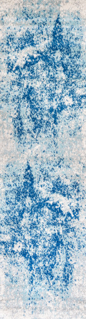 Dune Modern Abstract Area Rug, Cream/Blue, 2x8