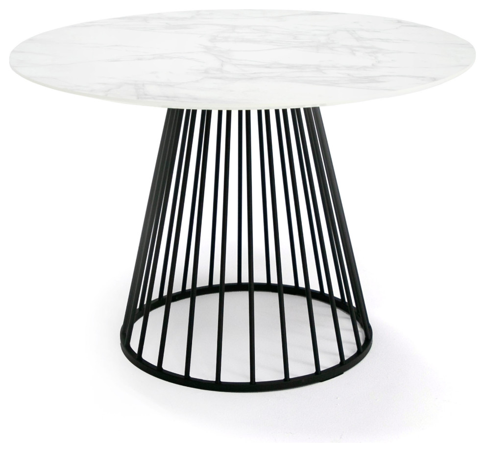 Modrest Holly Modern Round White and Black Dining Table - Transitional ...
