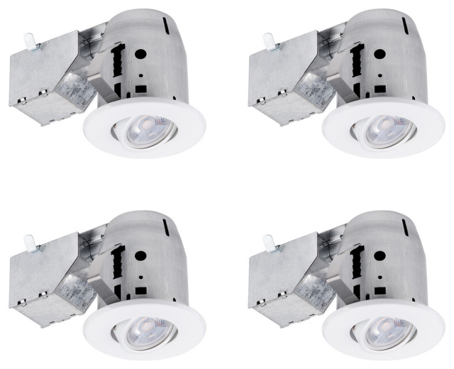 3" White IC Rated Dimmable Recessed Lighting Kit, LED Bulbs Included (4