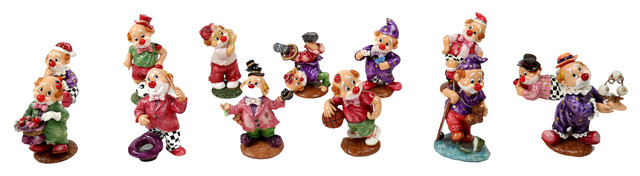 Truu Design Decorative Porcelain Small Clown Collectible Figurine Set for Holida