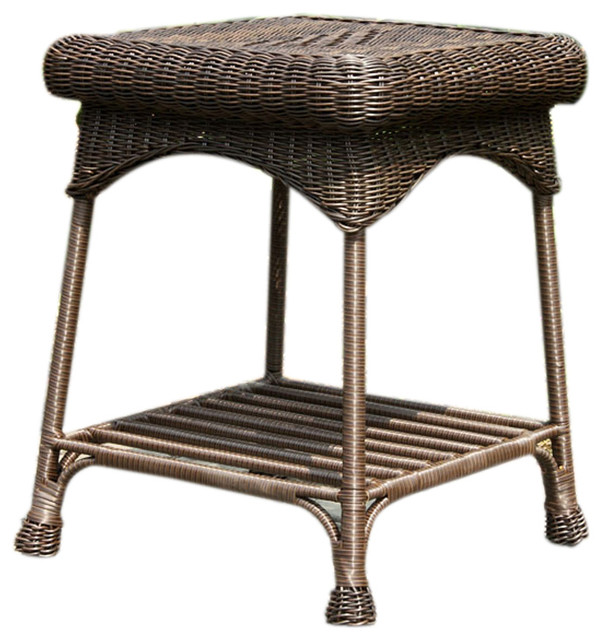 Jeco Inc Outdoor Wicker Patio Furniture End Table Tropical Outdoor