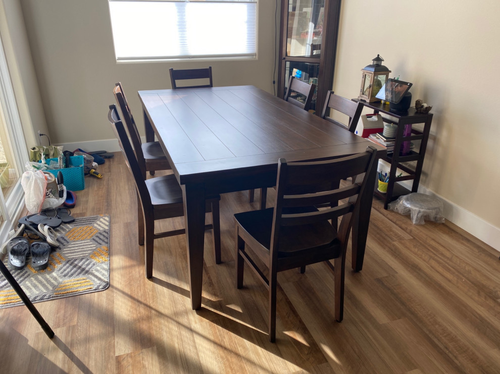 Brand new dining room, rug or no rug?