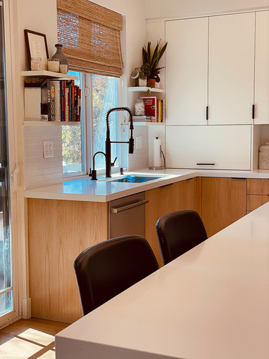 White Oak Cabinets, Countertops, Sink, Kitchen Island and Windows