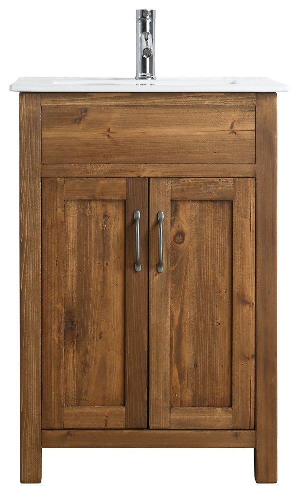 Design Element Bryson 24" Reclaimed Wood Single Sink Bathroom Vanity In Walnut Transitional