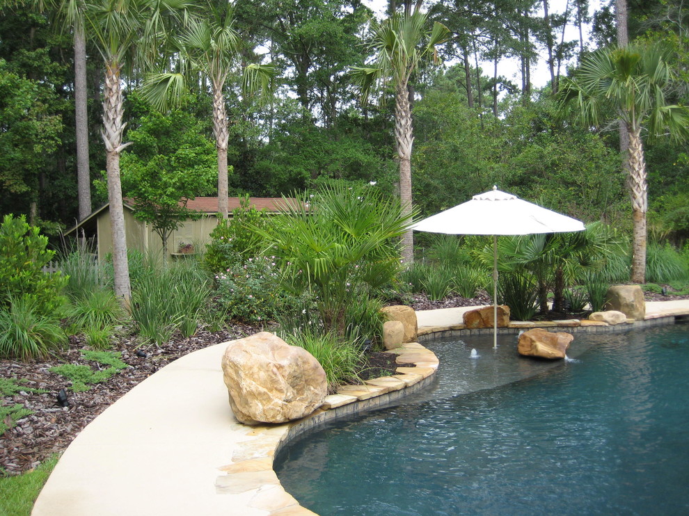 This is an example of a tropical pool in Atlanta.