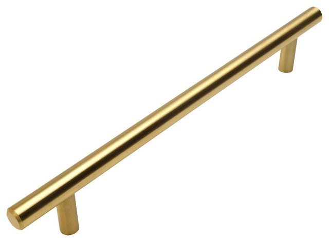 European Style Brushed Brass Bar Pulls, 7-1/2" Hole Centers