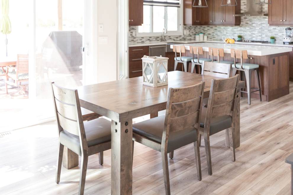 Inspiration for a transitional beige floor great room remodel with beige walls and no fireplace