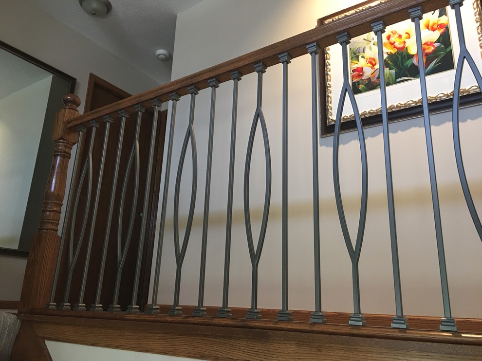 Large transitional foyer photo in Minneapolis with beige walls