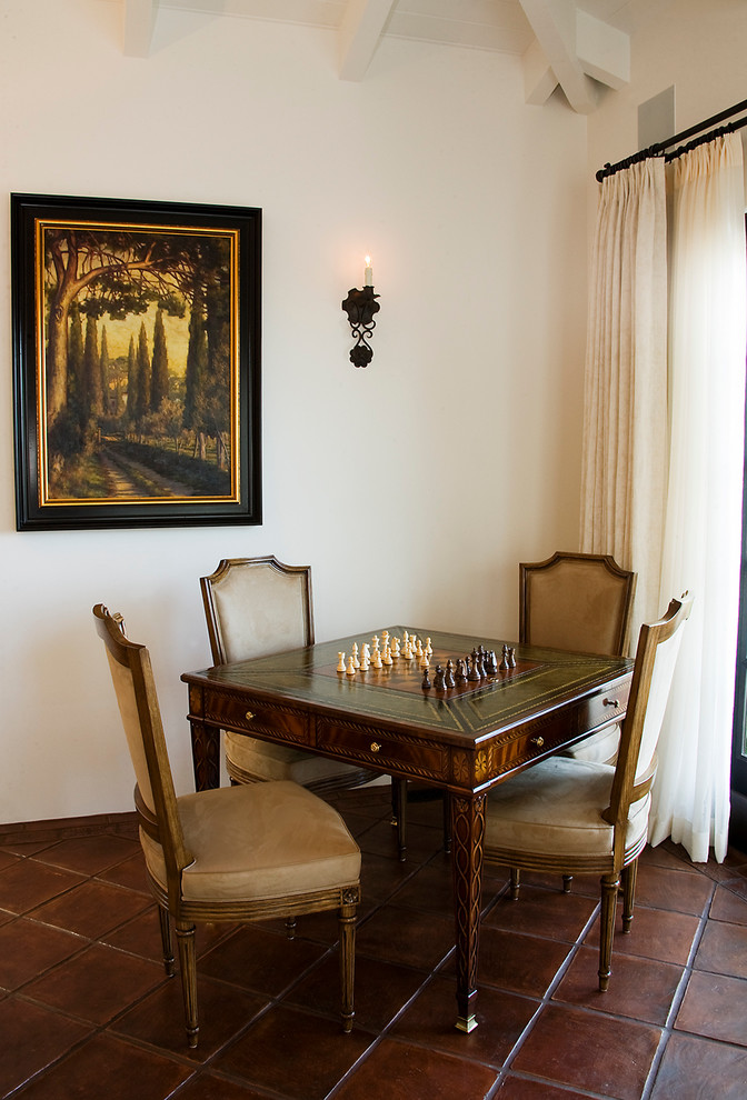 Photo of a mediterranean family room in Los Angeles with a game room.