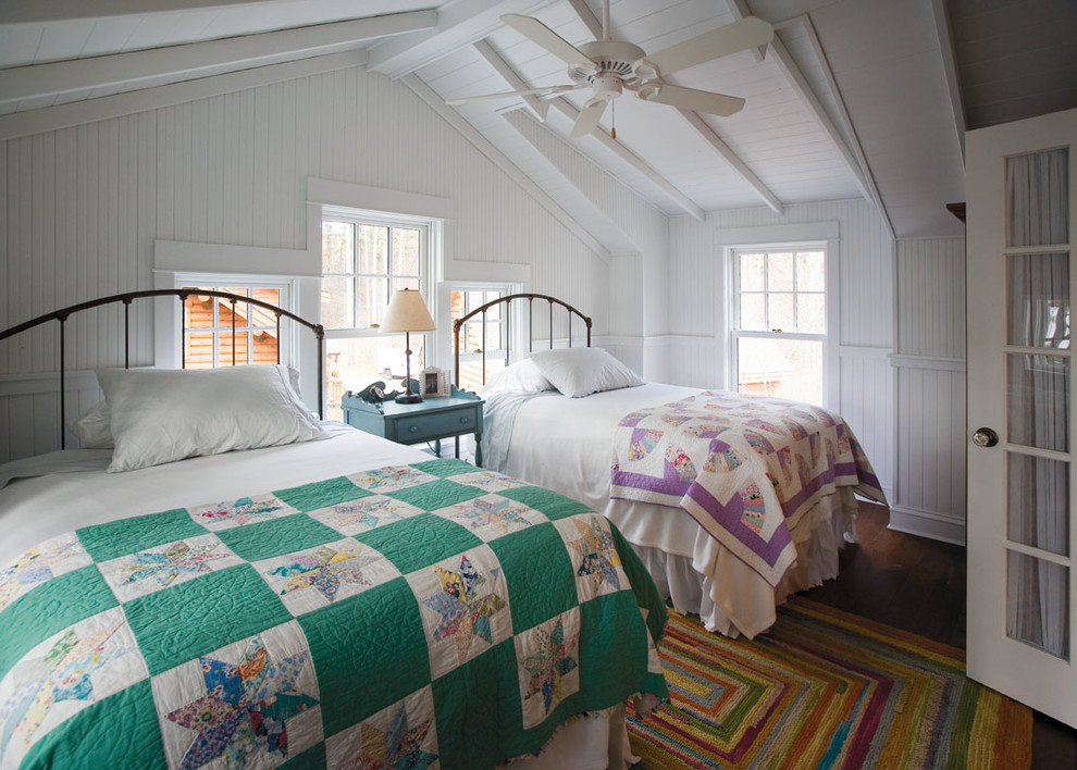 Traditional bedroom in Other with white walls.