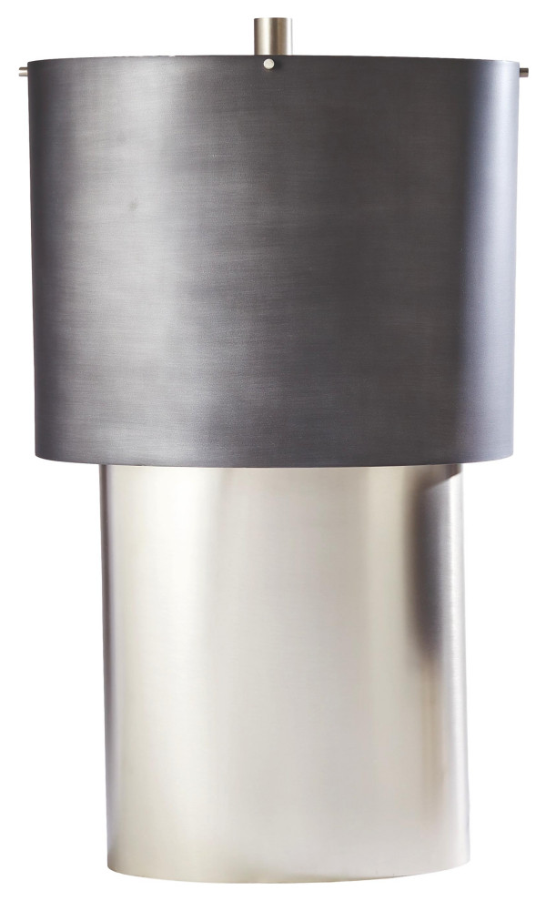 Modern Minimalist Silver Nickel Table Lamp 32" Oval Geometric Mid Century Metal