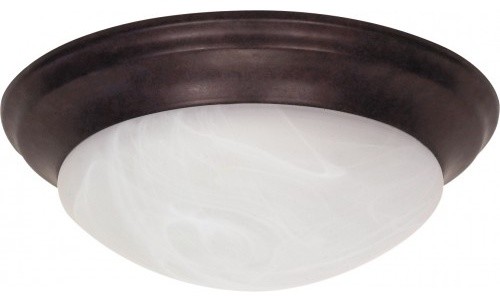 2 Light, 14", Flush Mount, Twist and Lock With Alabaster Glass