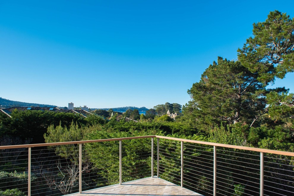 Mid-sized transitional backyard deck photo in Orange County with no cover