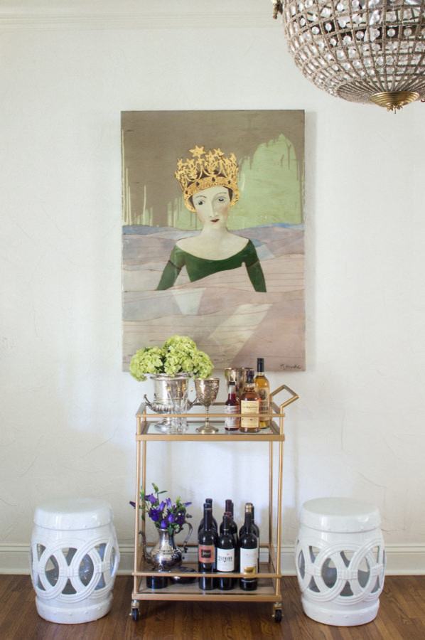 Inspiration for a small traditional bar cart in Other with medium hardwood floors.