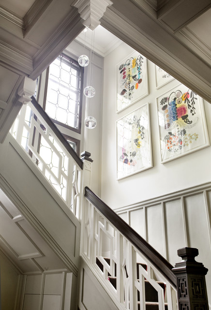 Eclectic Modern Tudor Entry Stair traditional-staircase