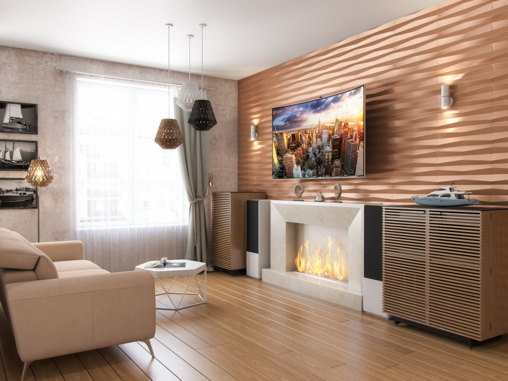 Гостиная в трехкомнатной квартире в Сочи