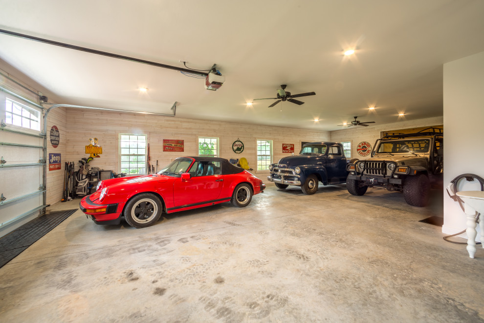 Mid-sized country attached four-car garage.