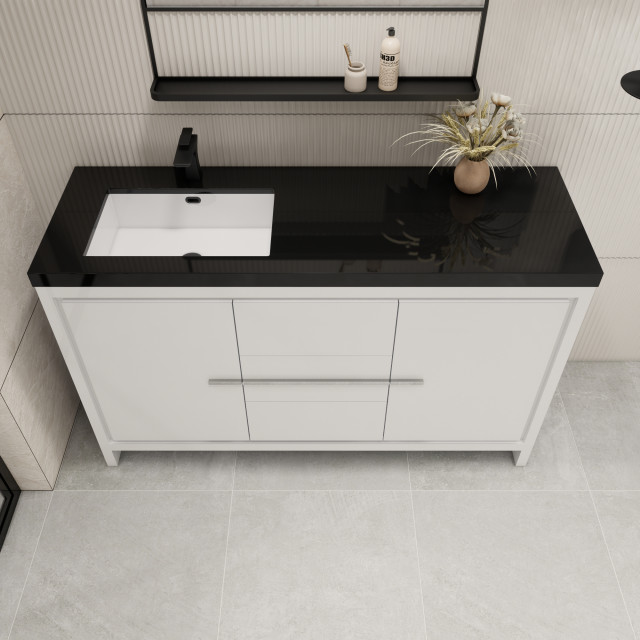 Dory 60" Single Left Sink FreeStanding Vanity With Sink - Modern ...