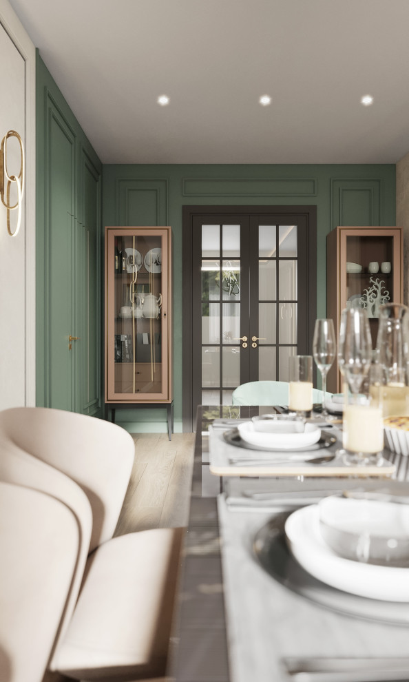 Кухня и отдельная столовая в коттедже
