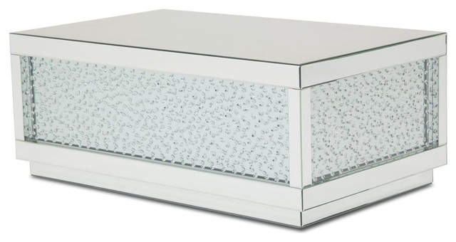 Aico Montreal Rect Silver Mirrored Tail Table With Crystals Aico Montreal Rect Silver Mirrored Tail Table With Crystals