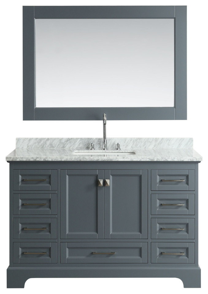 Omega 54" Gray Single Sink Vanity Set - Transitional - Bathroom ...