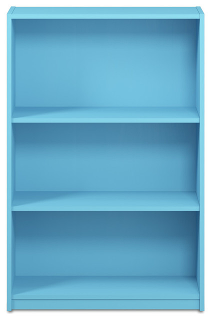 Furinno JAYA Simple Home 3-Tier Adjustable Shelf Bookcase, Light Blue