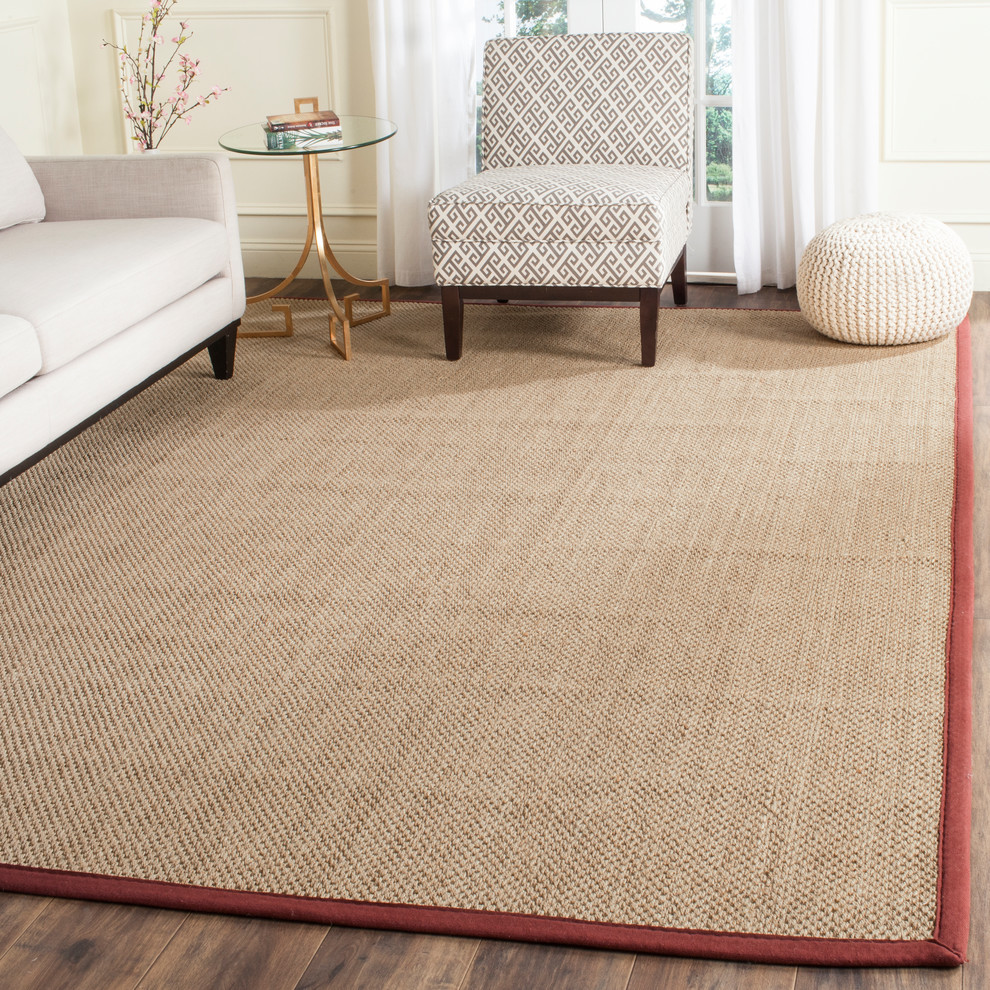 Safavieh Natural Fiber Collection NF114 Rug, Natural/Red, 9' X 12'