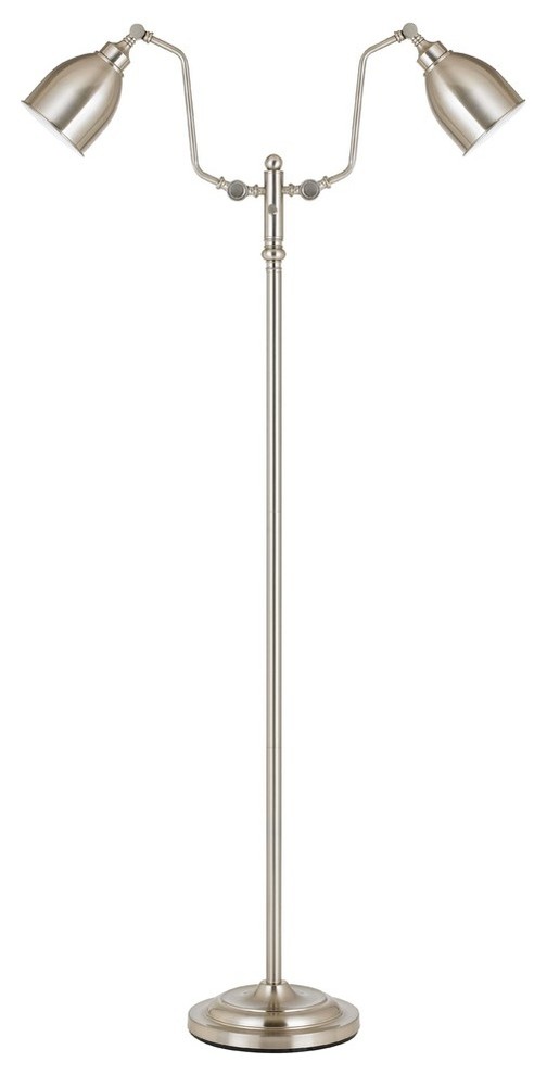 60W Dual Light Pharmacy Floor Lamp with Metal Shade Traditional