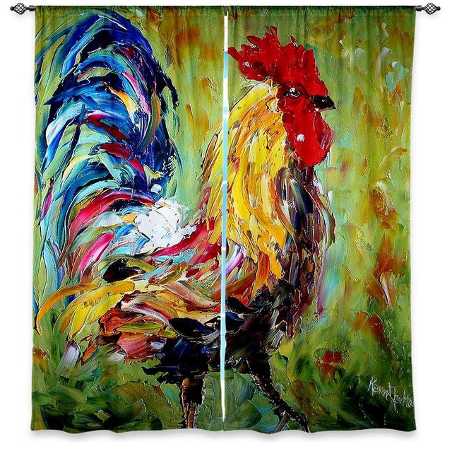 Rooster II Window Curtains, 80"x52", Unlined
