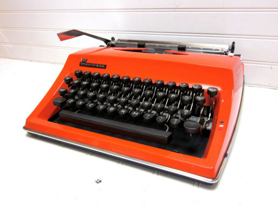 Vintage Typewriter Orange Adler by GoodBonesVintageCo